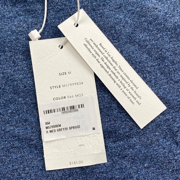 Vince Curved Hem Raglan Baseball Long Sleeve Tee (Gray/Blue) *NWT* - Picture 16 of 16